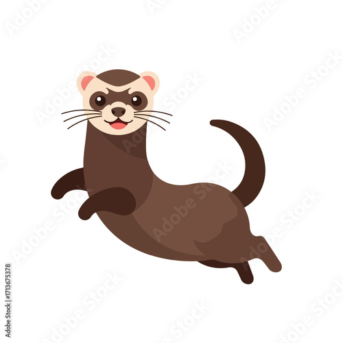 Brown cartoon ferret with a dark stripe on its face, suitable for childrens illustrations, wildlife designs, and animalrelated projects.
