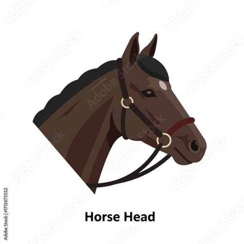 Horse head with bridle, perfect for equestrian designs. Ideal for equestrianthemed websites, posters, or equestrian events promotional materials.
