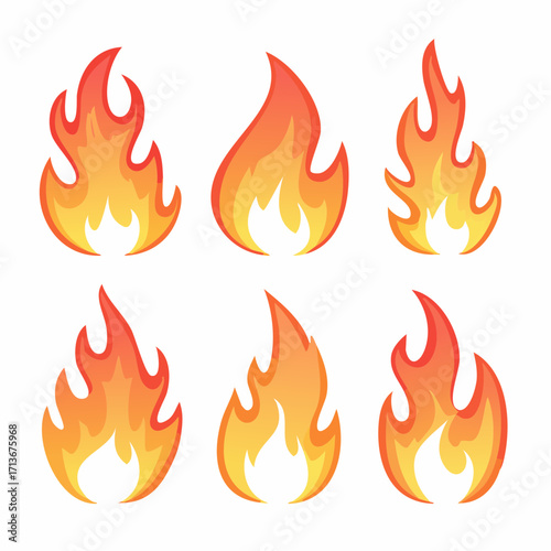 A fiery set of red and orange flames symbolizes the heat and danger of a burning bonfire