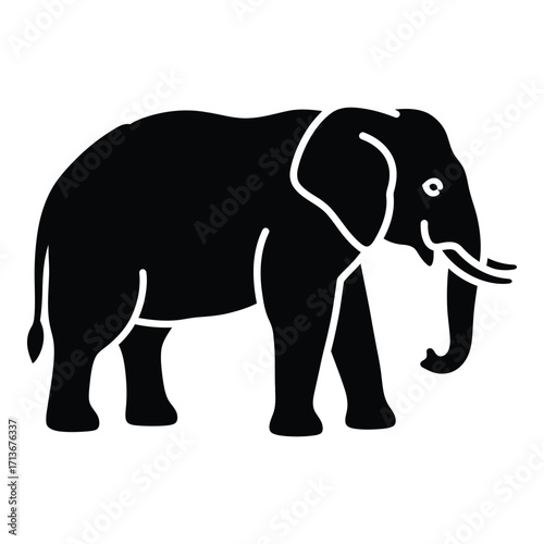 Silhouette of a majestic african elephant with tusks and trunk detailed