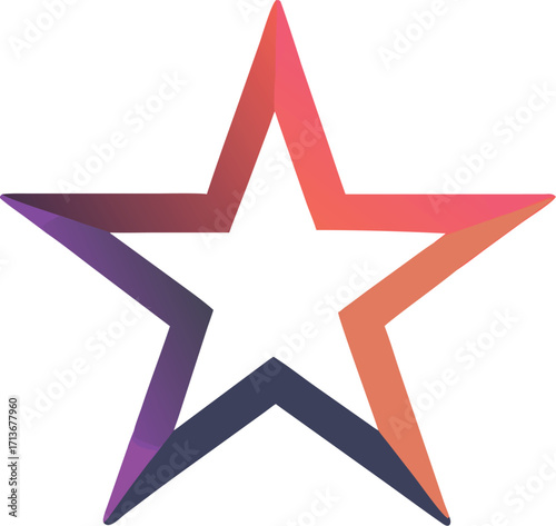 A five-pointed star outline with a gradient of purple, pink, and orange colors style vector illustration EPS file download