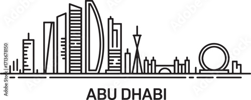 Abu Dhabi Skyline Silhouette Vector Illustration with Modern Architecture and Landmarks Design