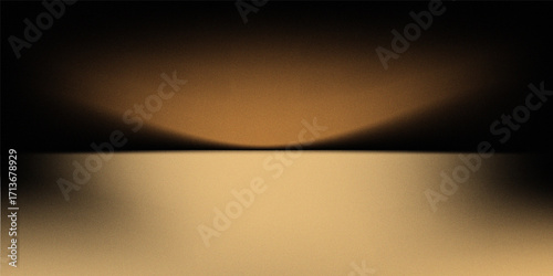 Fotografía Dark gold gradient background studio with two lights shiny abstract pattern, modern and luxury empty room interior for premium product display lighting