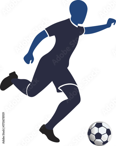 Silhouette of a soccer player kicking a ball football style vector illustration EPS file download 
