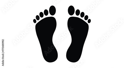 Simple black silhouettes of two human feet with clearly defined toes