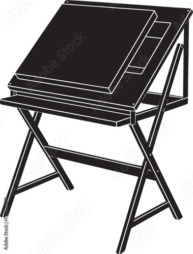 Drafting Table Vector Illustration for Architects, Designers, and Artists with Adjustable Surface