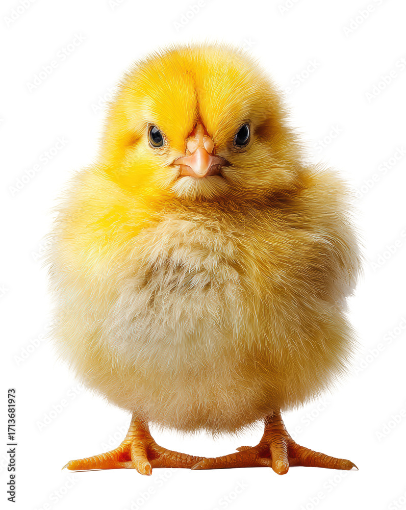 Obraz premium Cute yellow chick portrait animal bright isolated on transparent background