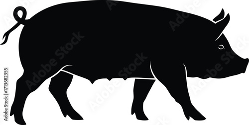 Silhouette of a Pig, Livestock Animal, Farm Animal