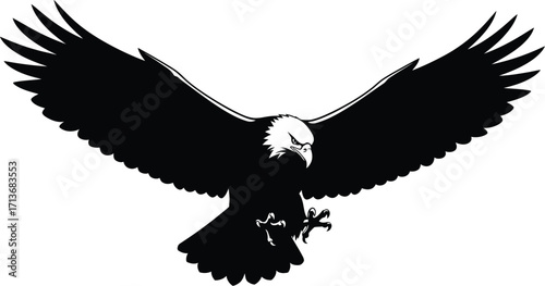Majestic bald eagle, wings spread, talons extended