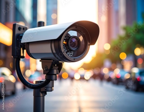 Street security camera in urban setting