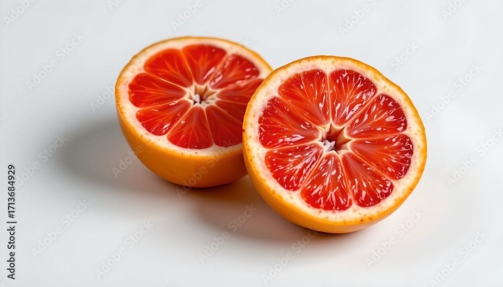 custom made wallpaper toronto digitalTwo blood oranges sliced in half, placed side by side on a surface with a shallow depth of field focusing on the fruit and blurring the background.