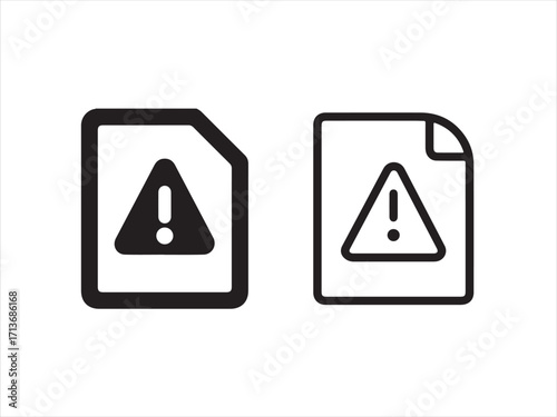 File error icon set, black and white isolated on white background