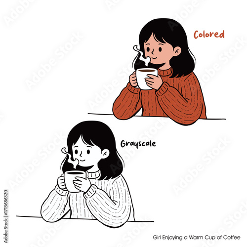 A Girl Enjoying a Warm Cup of Coffee