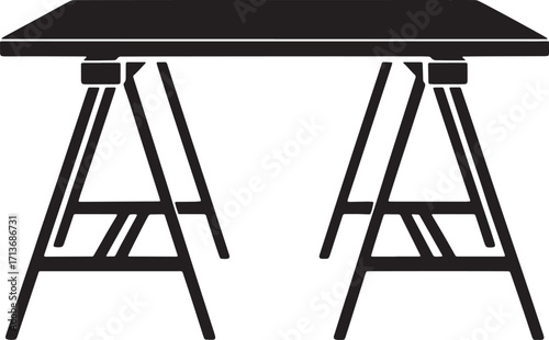 Sawhorse Table Vector Illustration for Construction, Woodworking, and DIY Projects