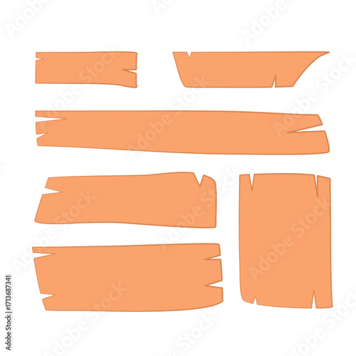 Rustic hand drawn wooden plank banner set in orange. Perfect for labels, signs, retro decoration, and vintage posters.