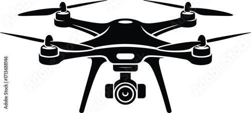Sleek Black Drone Vector Illustration Capturing Modern Technology and Aerial Photography Equipment Design