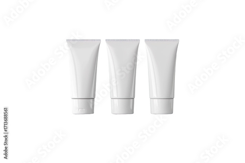 Cosmetic Tubes Mock-up on White Shelf on a transparent background
