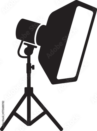Studio Lighting Equipment Softbox on Tripod Stand Vector Illustration for Photography and Videography