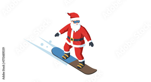 Santa snowboarding adventure in winter holiday fun