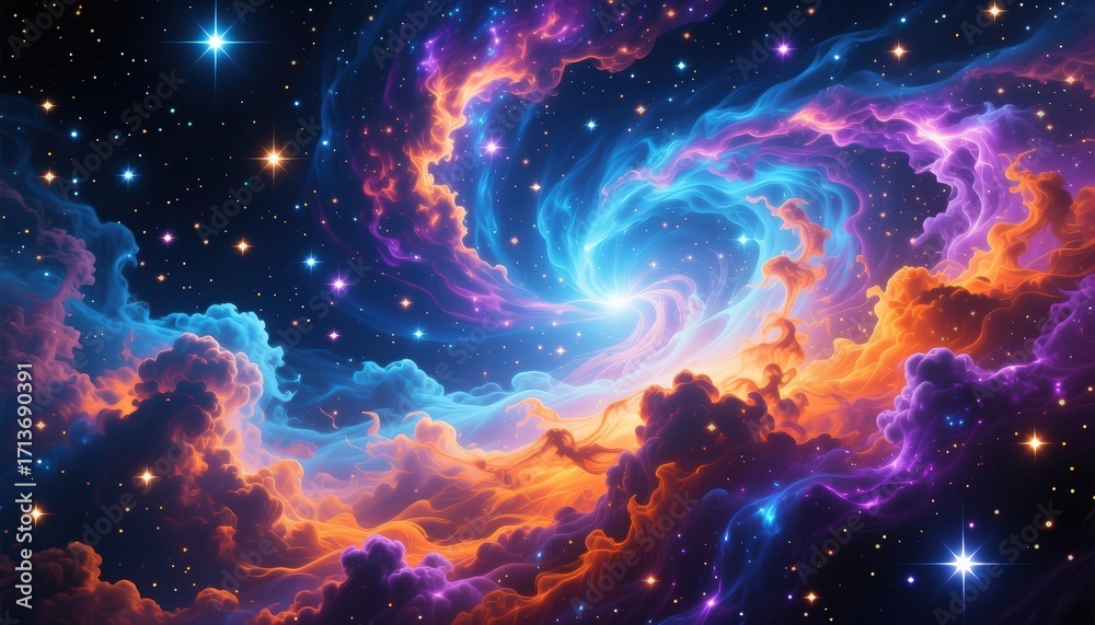 Nebula Galaxy Space Art Background Colorful Cosmic Cloudscape
