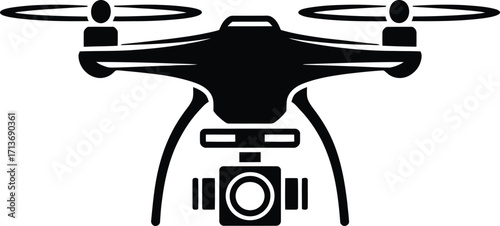 Unmanned Aerial Vehicle Silhouette Vector Illustration for Aerial Photography and Surveillance Designs