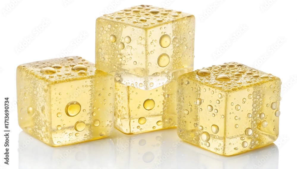 Obraz premium Golden Ice Cubes A Refreshing Twist on Chilled Beverages for Summer