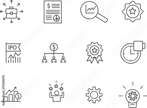 Business Icon set.  Business team, meeting, partnership, startup, planning, management, profit, Editable stroke..eps