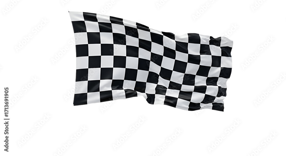 Fototapeta premium Checkered Flag Waving on Black Background for Racing and Competition