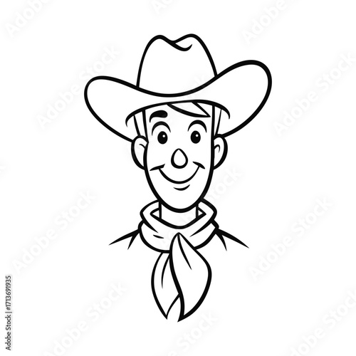 A daring cowboy twirls his lasso rope with skill and flair, ready to rope cattle or tame the wild, captured in a fun, detailed coloring page for all ages.
