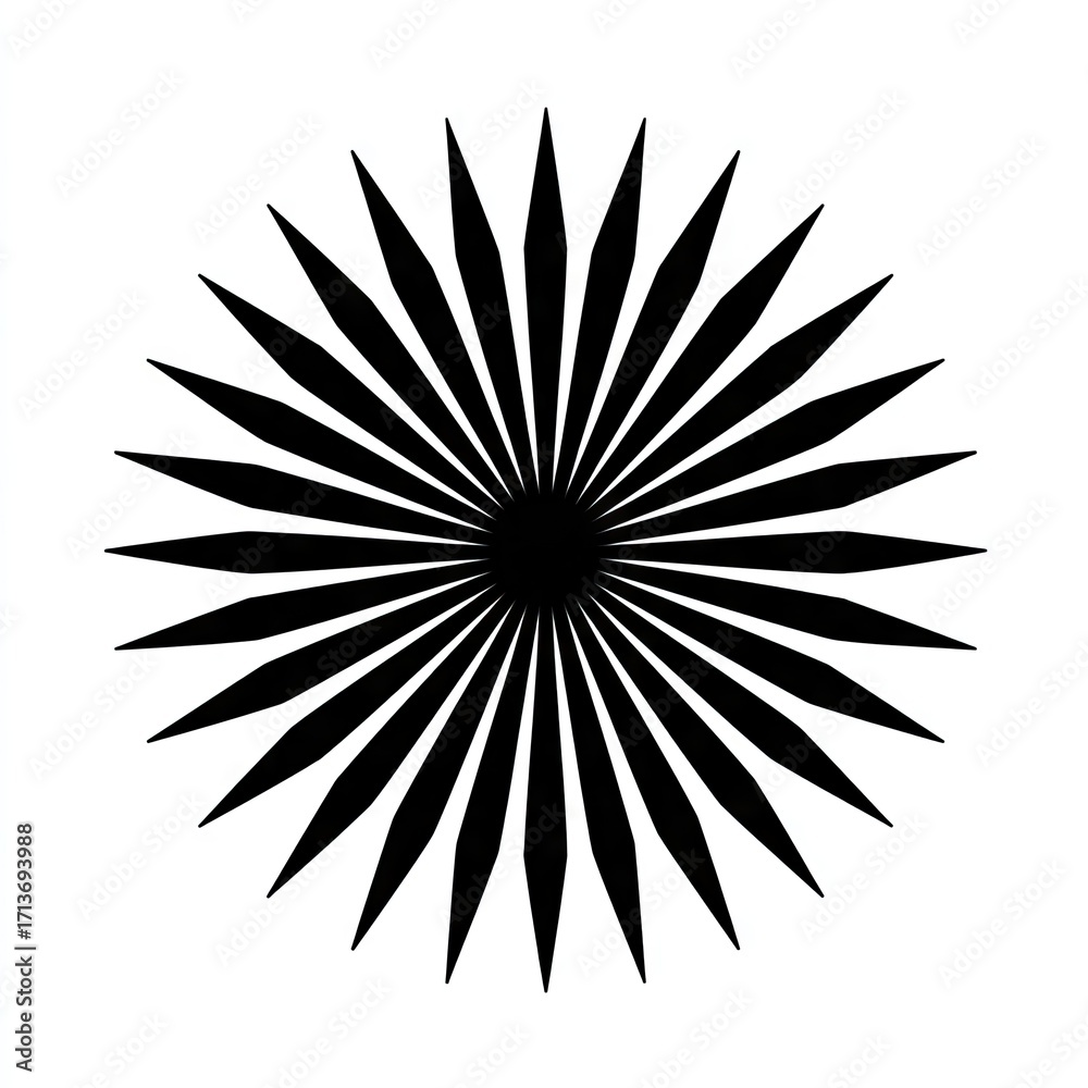 Obraz premium Black radiating lines forming a circular pattern