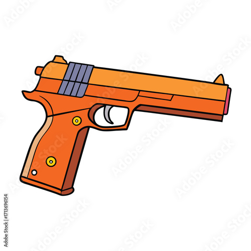 A sleek pistol gun with a metallic finish, compact design, and ergonomic grip, symbolizing precision, power, and modern firearm engineering in a small, handheld form.
