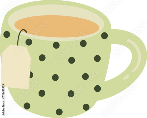 cute cup of hot tea herbal drink beverage vector cartoon illustration