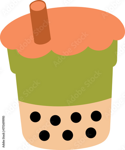 cute bubble milk tea drink beverage vector cartoon illustration