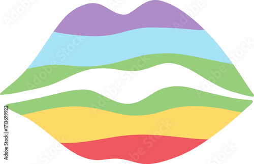 cute colorful pastel lips shape vector cartoon illustration