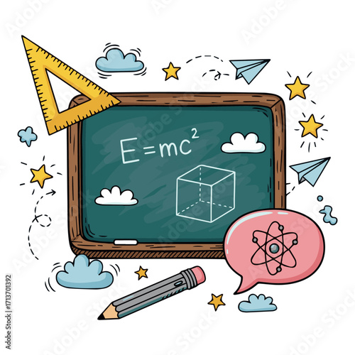 Back to School Physics and Math Doodle Illustration