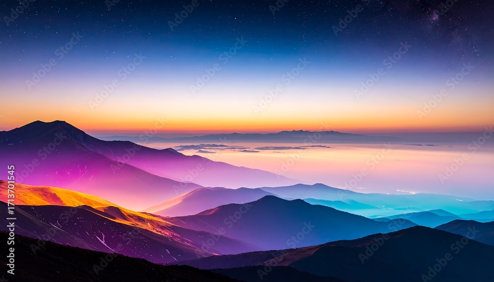Fototapeta premium Colorful mountain range at sunrise