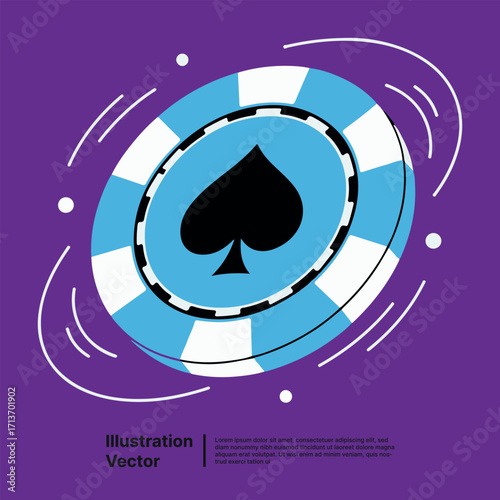 Ace of Spades playing card chip design with swirling abstract lines on a purple background
