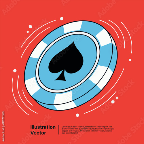 Casino Chip with Spade Design - Stylish Gaming Token Illustration for Gambling Events