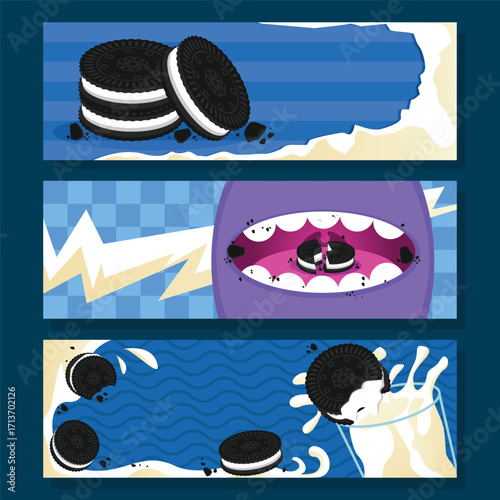 Black Cookies Biscuit Horizontal Banner Free Vector