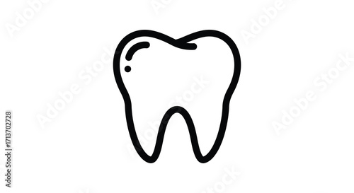 Simple black and white line drawing of a single human tooth illustration