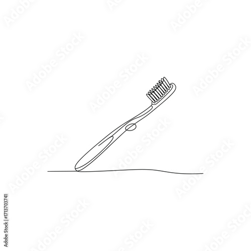 Minimalist Toothbrush Illustration Emphasizing Cleanliness and Dental Care for a Healthy Lifestyle with a Focus on Simplicity