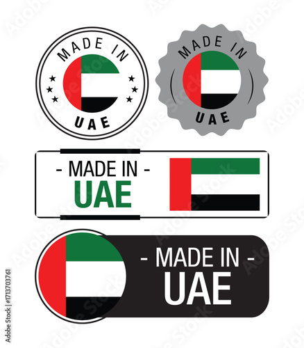 Vector art of made in uae labels and stamps
