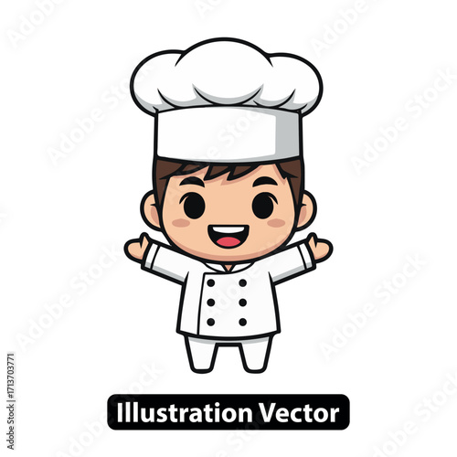 Cute cartoon chef boy character mascot design for a restaurant or culinary business concept