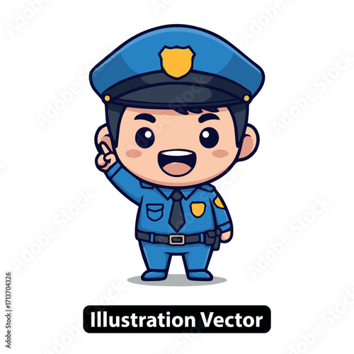 Adorable Police Officer Cartoon Illustration