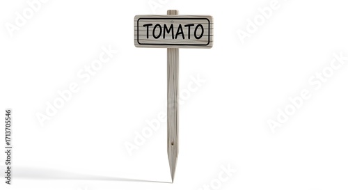 Garden marker with the word Tomato written on it isolated on a white background.