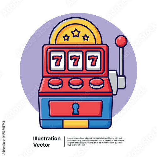 Lucky 777 Slot Machine Casino Game Illustration