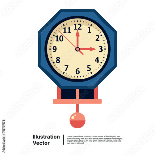 Vintage Octagon Wall Clock A Timeless Illustration for Retro Decor Projects