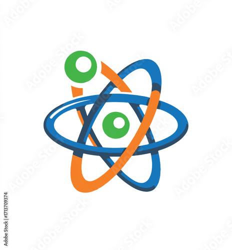 Atom Model Illustration with Electrons Orbiting the Nucleus for Scientific Research and Education Material