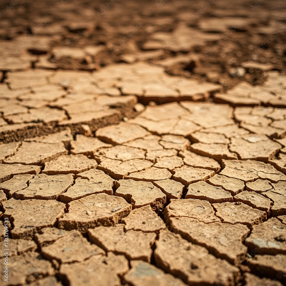 Fototapeta premium The background of half-baked, cracked earth