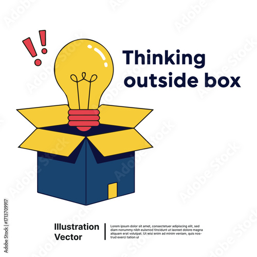 Unboxing a creative solution, a lightbulb icon representing a new idea and breakthrough